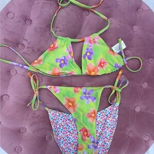 Wild Fable Green Floral Kids Bikini